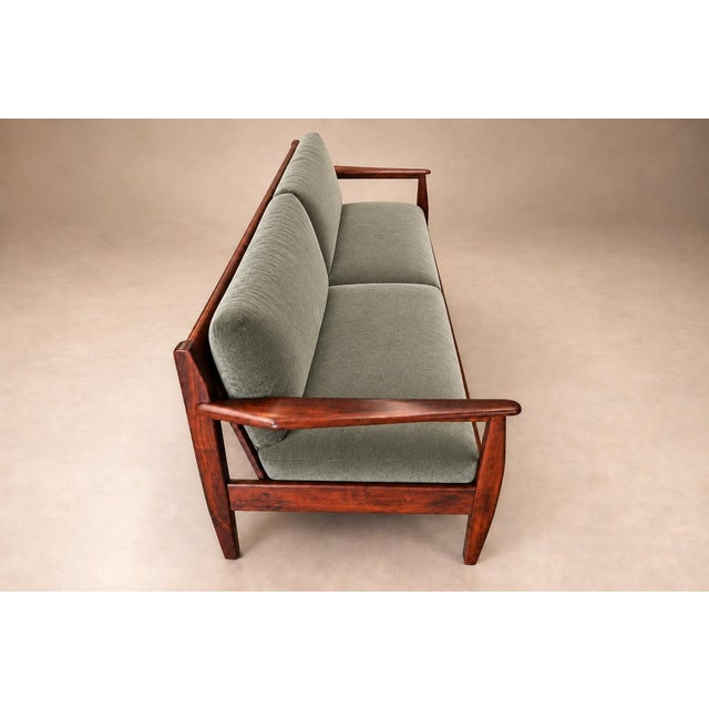 Mid-Century Modern Brazilian Modern Sofa in Rosewood and Celadon Mohair, Attributed to Jean Gillon, Brazil, 1960s - Lot 703 For Sale - Image 3 of 18