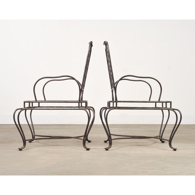 Charcoal Set of Four Rose Tarlow Style Twig Iron Garden Dining Armchairs For Sale - Image 8 of 18