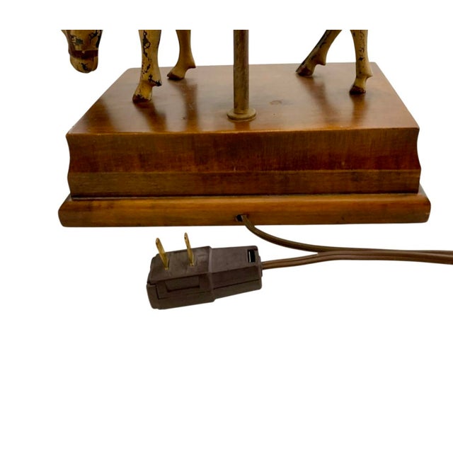 Mid 20th Century Lamp Chinese Scholar on Horse Metal and Wood Old Vintage Oriental Decor For Sale - Image 12 of 12