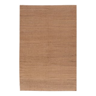2010s Solid Brown Contemporary Kilim Flatweave Wool Rug For Sale