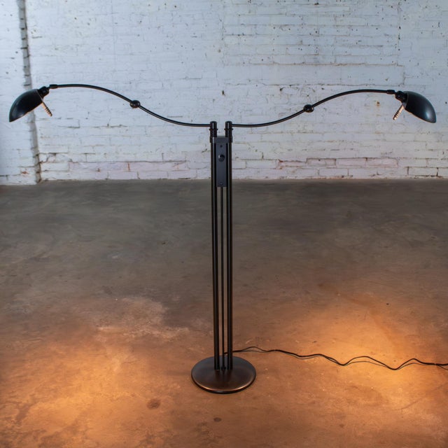Late 20th Century Postmodern Floor Lamp Model 2505 by Holtkotter Leuchten Twin Arm Black Metal For Sale - Image 9 of 18