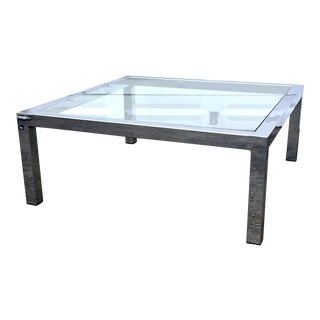 Mid-Century Modern Chrome & Glass Coffee Table For Sale