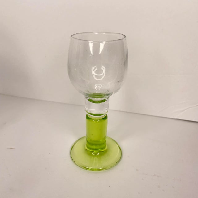 Mid-Century Modern Vintage Chrome Farberware Drink Caddy and Green Bormioli Rocco Cordial Glasses- 7 Pieces For Sale - Image 3 of 9