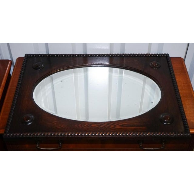 Antique English Arts & Crafts Oak Wall Mirror For Sale - Image 9 of 12