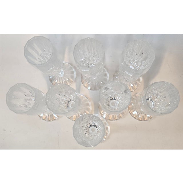 Vintage French Crystal Champagne Flutes- Set of Eight For Sale - Image 13 of 15