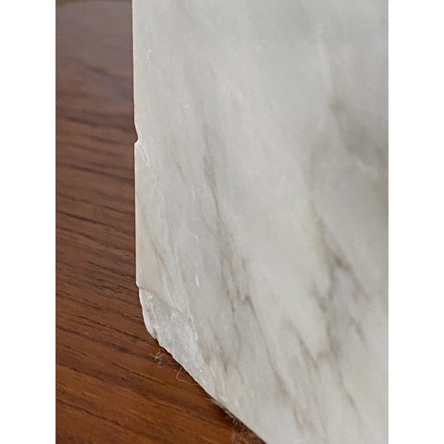 Minimalist White Marble Plinth Table Lamp With Chrome Neck (After Nessen) For Sale - Image 11 of 12