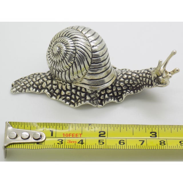 Vintage Italian Genuine Silver 800 Real Size Snail Figurine Vicenza Detailed Rare Decor For Sale - Image 11 of 11