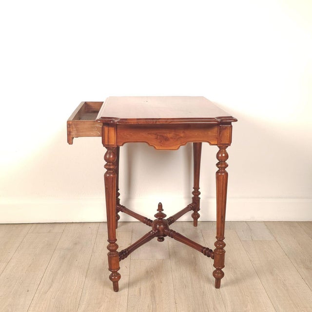 French Walnut Belle Époque One-Drawer Small Table, Circa 1900 For Sale - Image 4 of 9