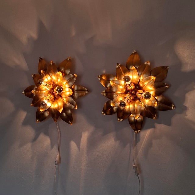 Mid-Century Wall Lamps with Florentine Design, 1970s, Set of 2 For Sale - Image 12 of 16
