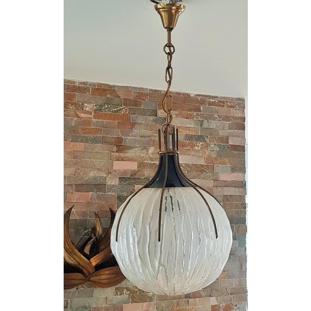 Glass Ball Pendant Lamp by Angelo Brotto, Italy, 1960s For Sale - Image 6 of 18
