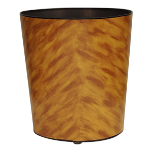Matthew Izzo Home Wastebasket - Hand Painted Oval Tole Metal With Tortoise Shell Design