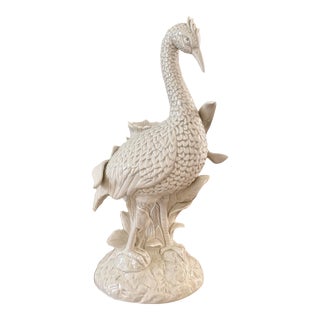 Fitz & Floyd Blanc De Chine White Porcelain Heron Candle Holder For Sale