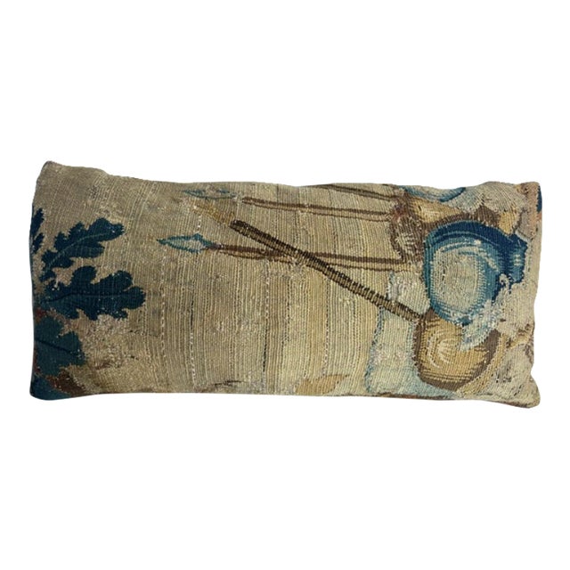Antique Seventeenth Century Flemish Wool Tapestry Decorative Pillow For Sale