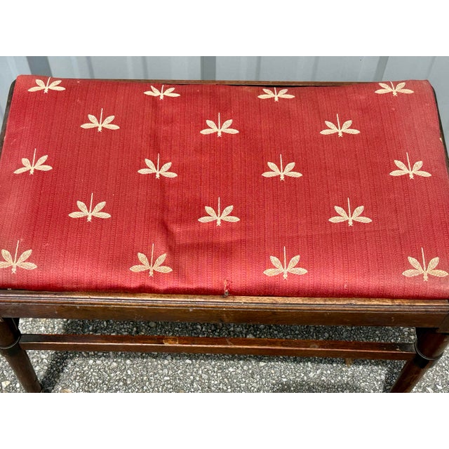 Brown Antique Early 20th Century Wood Vanity or Piano Bench For Sale - Image 8 of 11