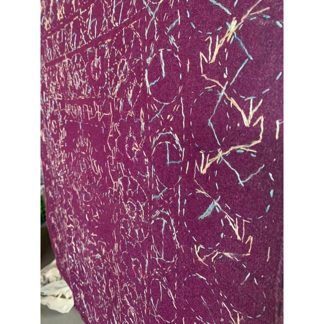 Vintage Indian Embroidered Wool Textile Wall Art – 32” X 31” For Sale - Image 9 of 13