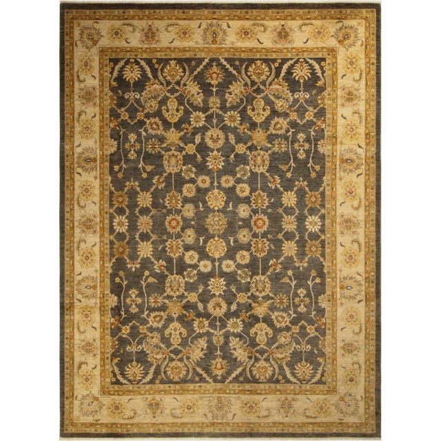 Charcoal 1990s Boho Chic Kafkaz Charcoal/Lt. Gold Hand-Knotted Rug - 8'11 X 11'8 For Sale - Image 8 of 8