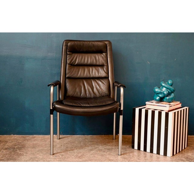 Modern Leather Armchairs by Jorgen Kastholm for Kusch & Co, 1970s, Set of 4 For Sale - Image 3 of 18