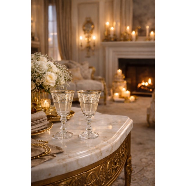 Traditional London Secrets Wine Goblets by Patina Vie- a Pair For Sale - Image 3 of 8