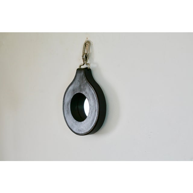 1960s Vintage French Lancel Mirror in Leather and Wood, 1960s For Sale - Image 5 of 15