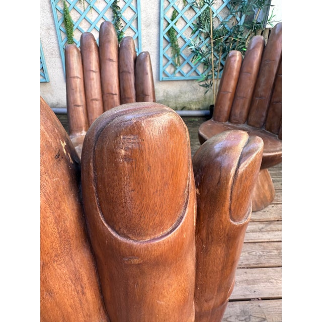 1970s Vintage Wooden Hands Chairs, 1970s, Set of 6 For Sale - Image 5 of 11
