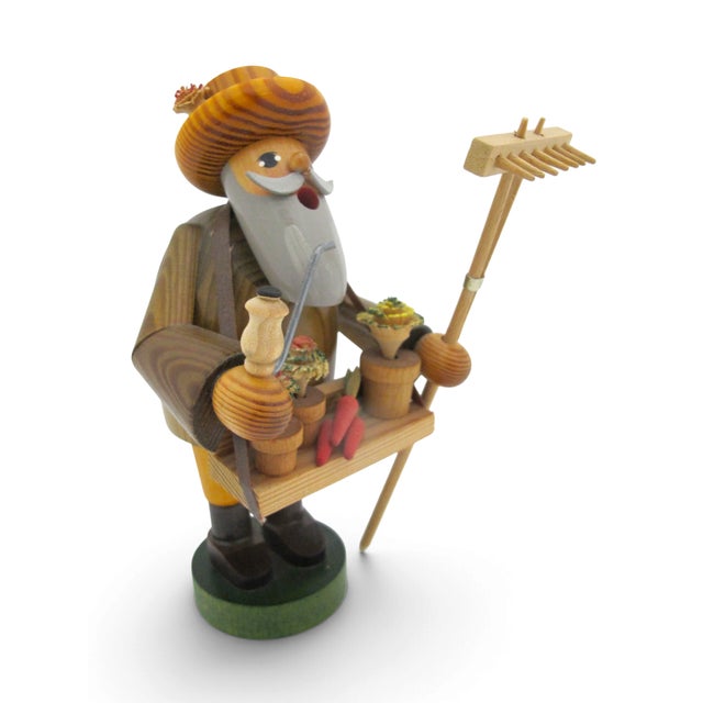 Handcrafted wooden gardener incense smoker. Unmarked, but made by KWO (Kunstgewerbe-Werkstätten Olbernhau GmbH) from the...