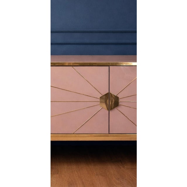 Geometric Pink Opaline Glass Sideboard with Brass Accents from Justfurnituress SRL For Sale - Image 15 of 18