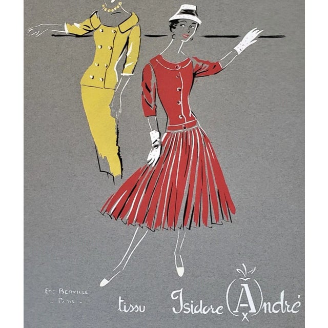 Mid-Century Modern Mid-Century French Fashion Pochoir For Sale - Image 3 of 5