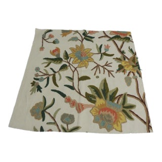 Green and Yellow Crewelwork Fabric Fragment For Sale