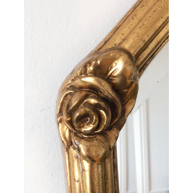 Rococo Vintage Octagonal Giltwood Bevelled Mirror With Rose Accents For Sale - Image 3 of 9
