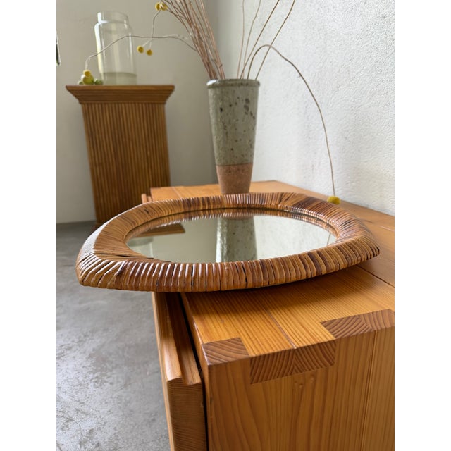 Vintage French Riviera Wicker-Framed Mirror, 1960s For Sale - Image 17 of 18
