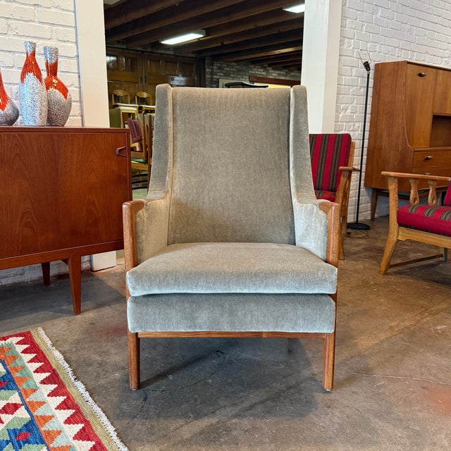Taupe Karl-Erik Ekselius Model F122 Lounge Chair, Mohair, Teak, c.1950s For Sale - Image 8 of 11