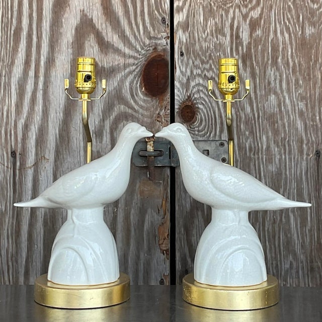 Vintage Late 20th Century Boho Love Bird Lamps - a Pair For Sale - Image 4 of 6