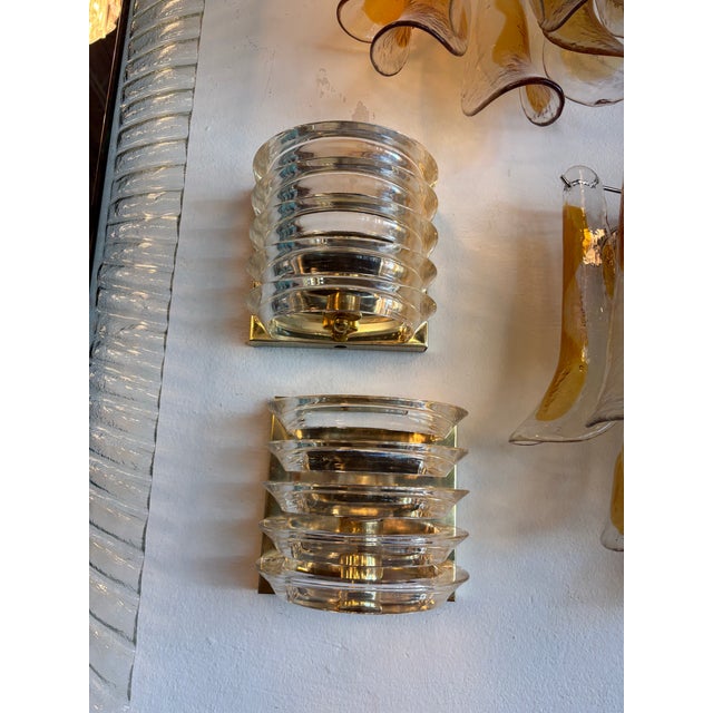 Vintage Art Deco Wall Light Sconces Lucite Ribbon & Brass - a Pair For Sale - Image 12 of 12