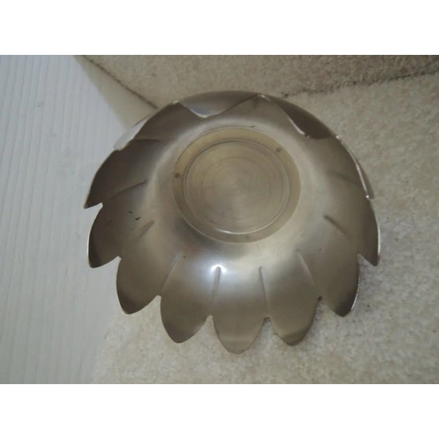 Silver Plated Bowl 12 Lotus Petals Silver Metal Bowl For Sale In Chicago - Image 6 of 7