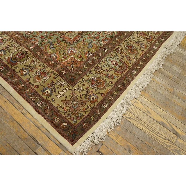 Persian 1940s Ivory Ground Medallion Antique Tabriz Northwestern Knotted Wool Carpet Rug For Sale - Image 3 of 6