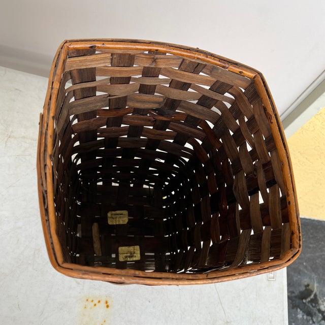 Mid 20th Century Mid 20th Century Vintage Mid Century Woven Basket From Hong Kong For Sale - Image 5 of 7