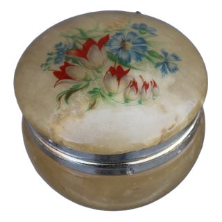 Small Alabaster Jewelry Box with Italian Decoration, 1960s For Sale