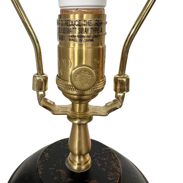 Vintage Wildwood Hand Painted Italian Toile Design Lamp, Original Scalloped Edge Shade For Sale - Image 6 of 9