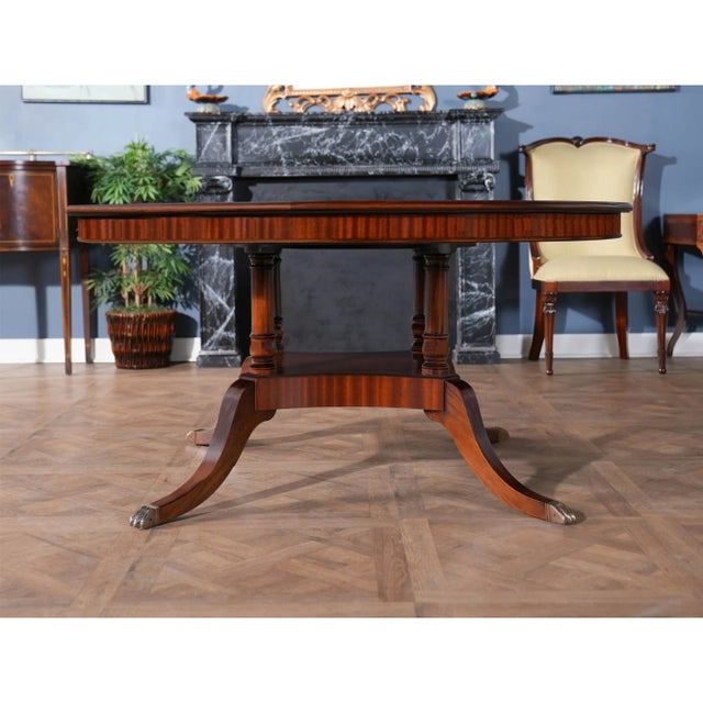Traditional Round Mahogany Dining Table For Sale - Image 3 of 9