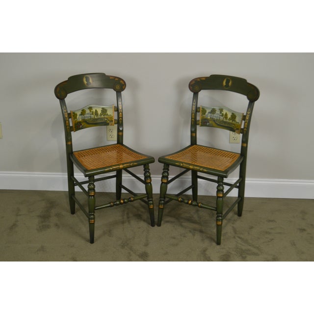 Traditional Hitchcock Andrew Jackson's Hermitage Limited Edition Hand Painted Side Chairs (B) - a Pair For Sale - Image 3 of 13