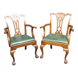 Kittinger Chippendale Style Claw & Ball Mahogany Armchairs For Sale