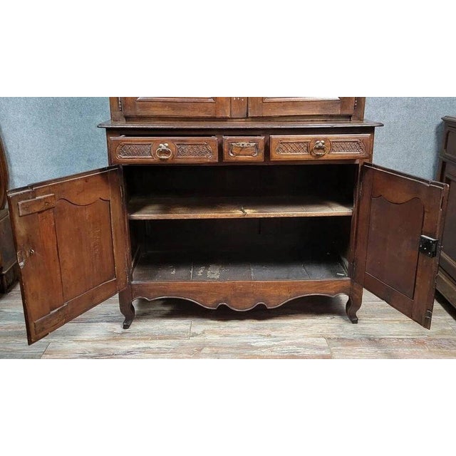 Wood Antique Louis XV Walnut Bookcase, 1750 For Sale - Image 7 of 9