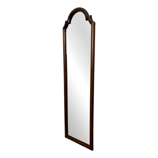 Tall Narrow Antique Wooden Scallop Frame Mirror, France, 1920s For Sale