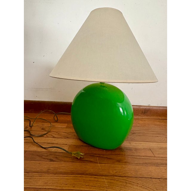 1980s Postmodern Table Lamp Green Ceramic For Sale - Image 10 of 11
