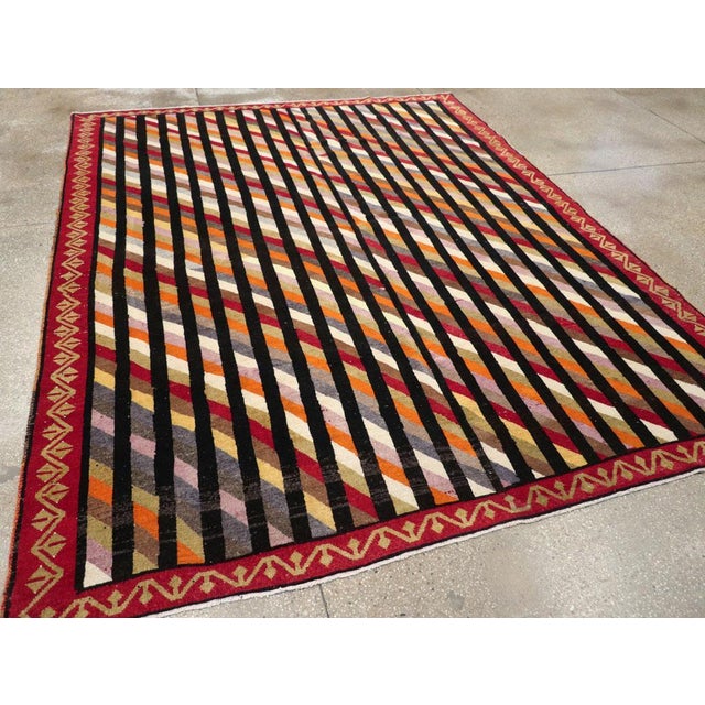 Galerie Shabab Collection Mid-20th Century Handmade Turkish Art Deco Style Small Room Size Carpet For Sale In New York - Image 6 of 8