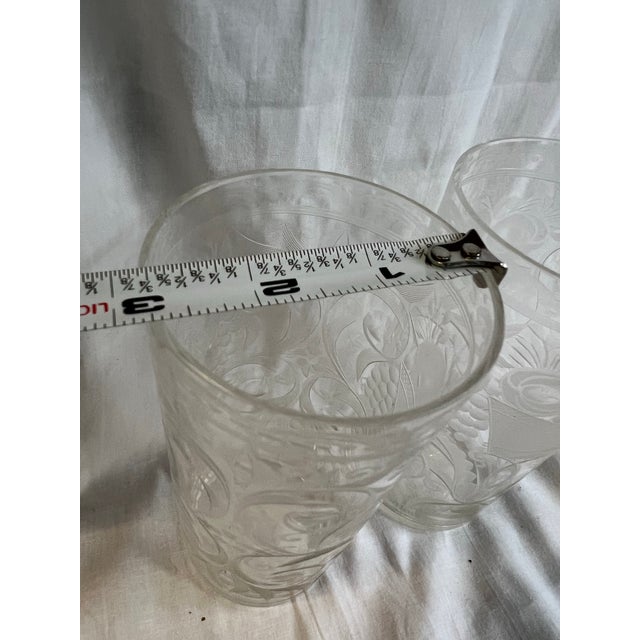 1970s 1970s Elegant Etched Glass Cups - a Pair For Sale - Image 5 of 8