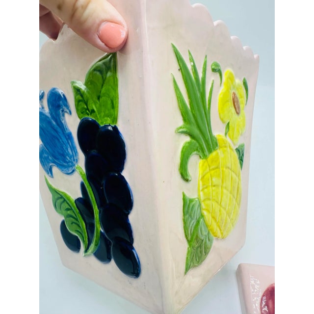 Folk Art Palm Beach Style Vintage Ceramic Cookie Jar For Sale - Image 3 of 9