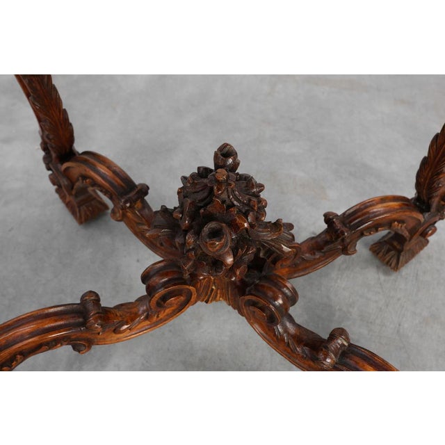 Napoleon III Style Carved Walnut Side Table with Ardune Top, France, 1900s For Sale - Image 16 of 18