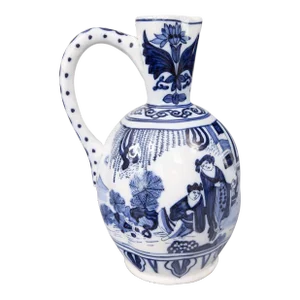 19th Century Delft Chinoiserie Faience Lobed Pitcher