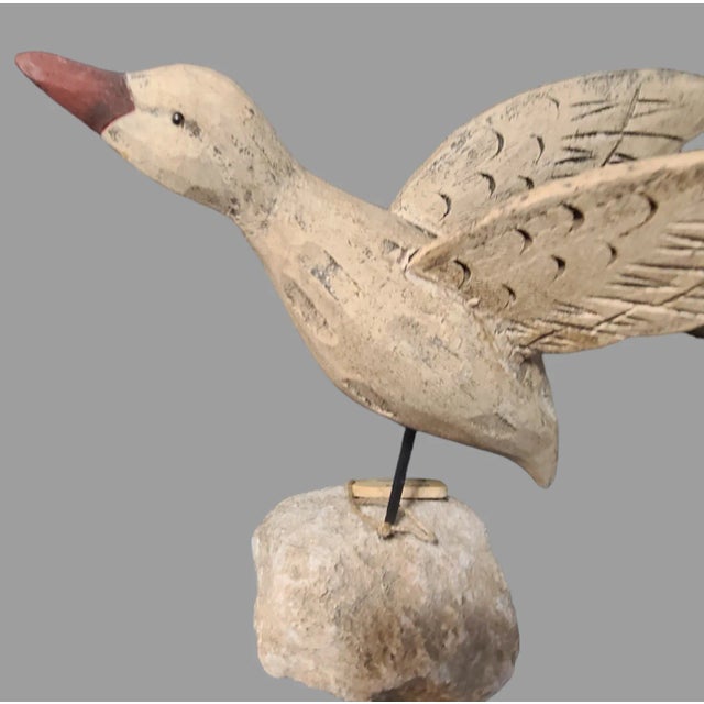 Late 20th Century Late 20th Century Pair of Coastal Hand Carved Driftwood Birds on Stone Bases For Sale - Image 5 of 10